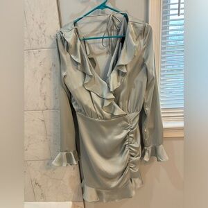 Long sleeved satin dress